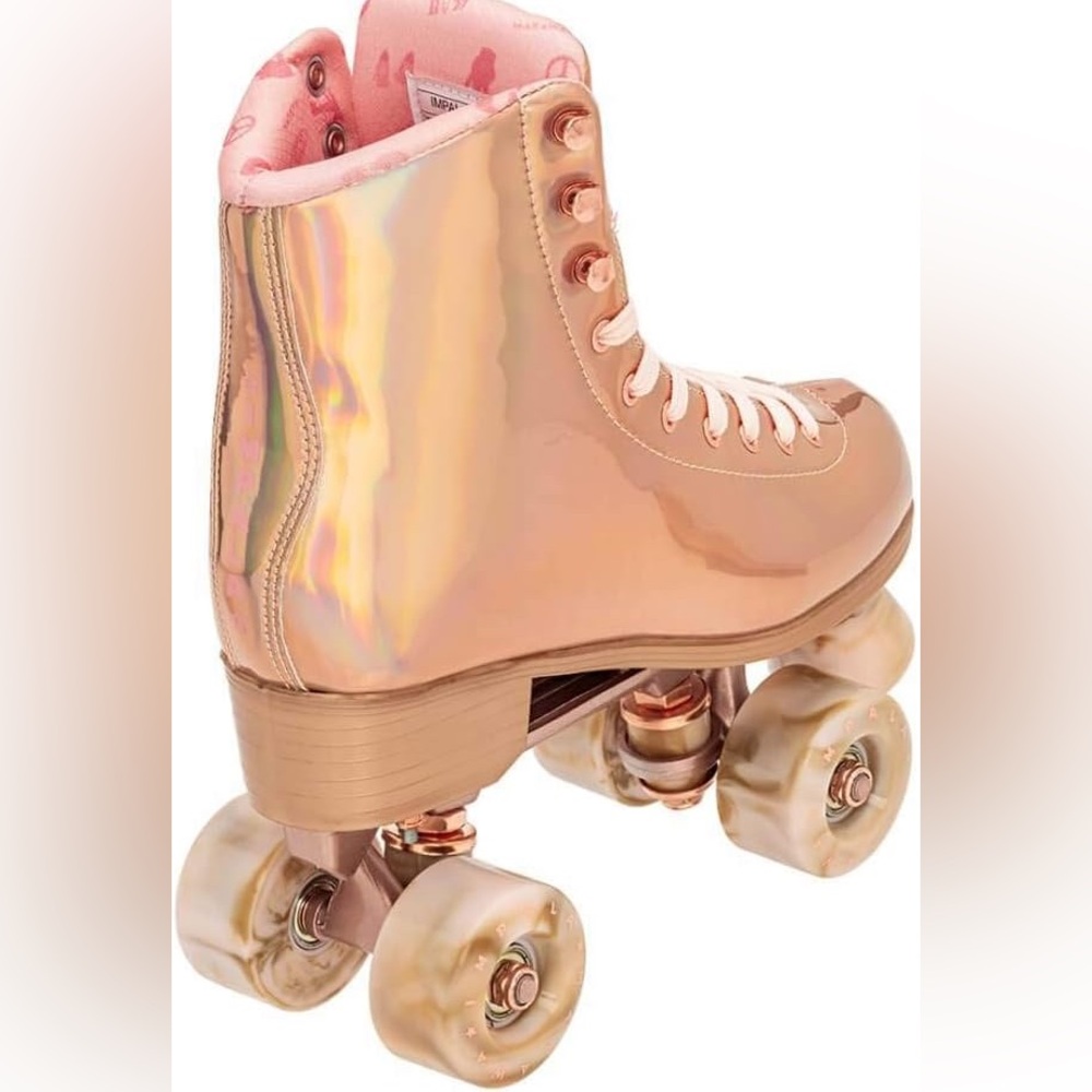 IMPALA Holographic Roller Skates, Marawa Pink Rose Gold Retro Disco Y2K - Size 8 - Picture 5 of 15